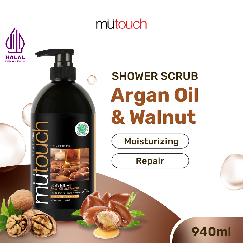 MuTouch Goat's Milk Shower Scrub Argan Oil and Walnut 940ml