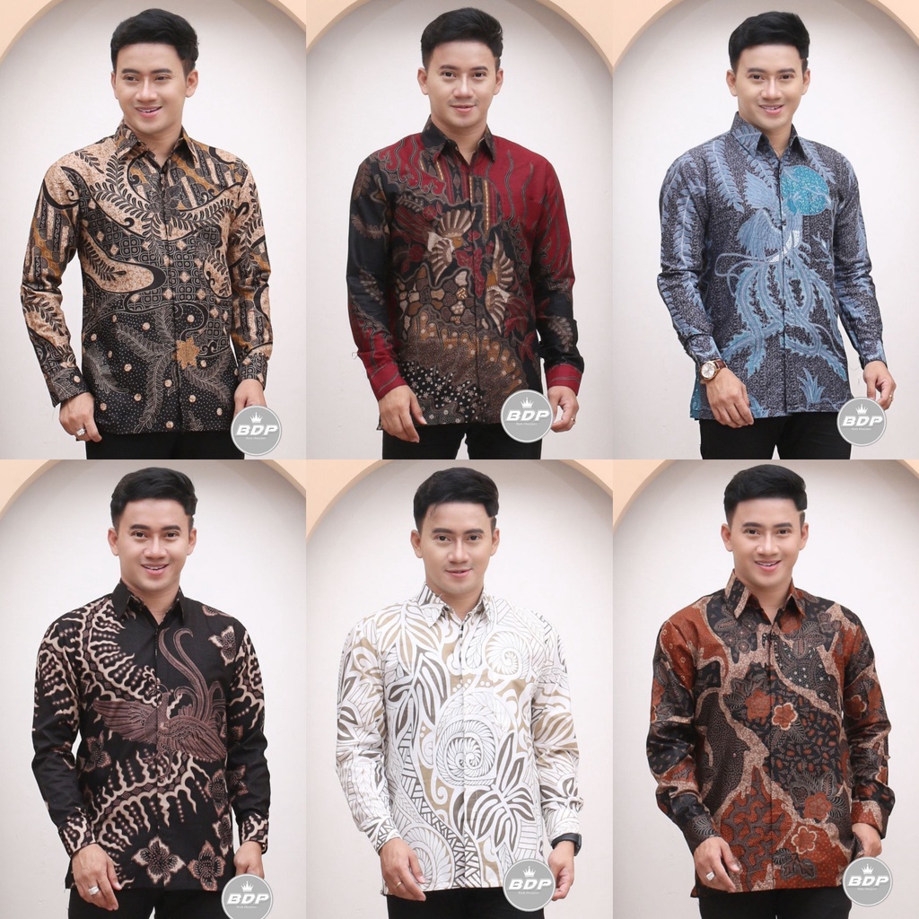 Kemeja Batik Pria Lengan Panjang M L XL XXL Baju Batik Pria Modern Batik Kerja Pria Batik Kantor Pria Seragam Batik