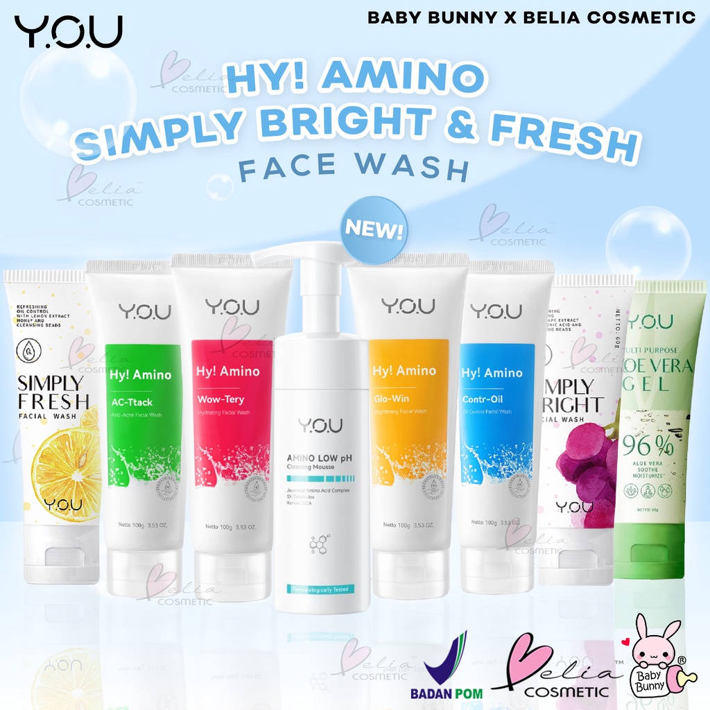 ❤ BELIA ❤ YOU Hy! Amino Facial Wash 100g | Oil Control | Brightening | Anti-Acne | Hydrating | Sabun Cuci Muka | Pembersih Wajah | BPOM