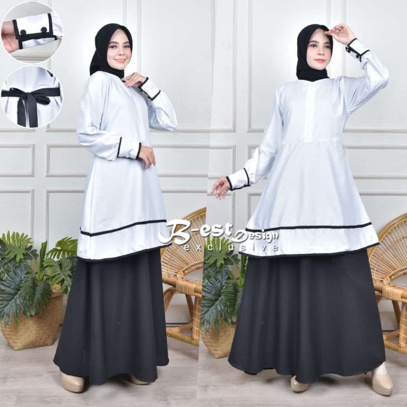 GAMIS PEMDA WANITA HITAM PUTIH TUNIK