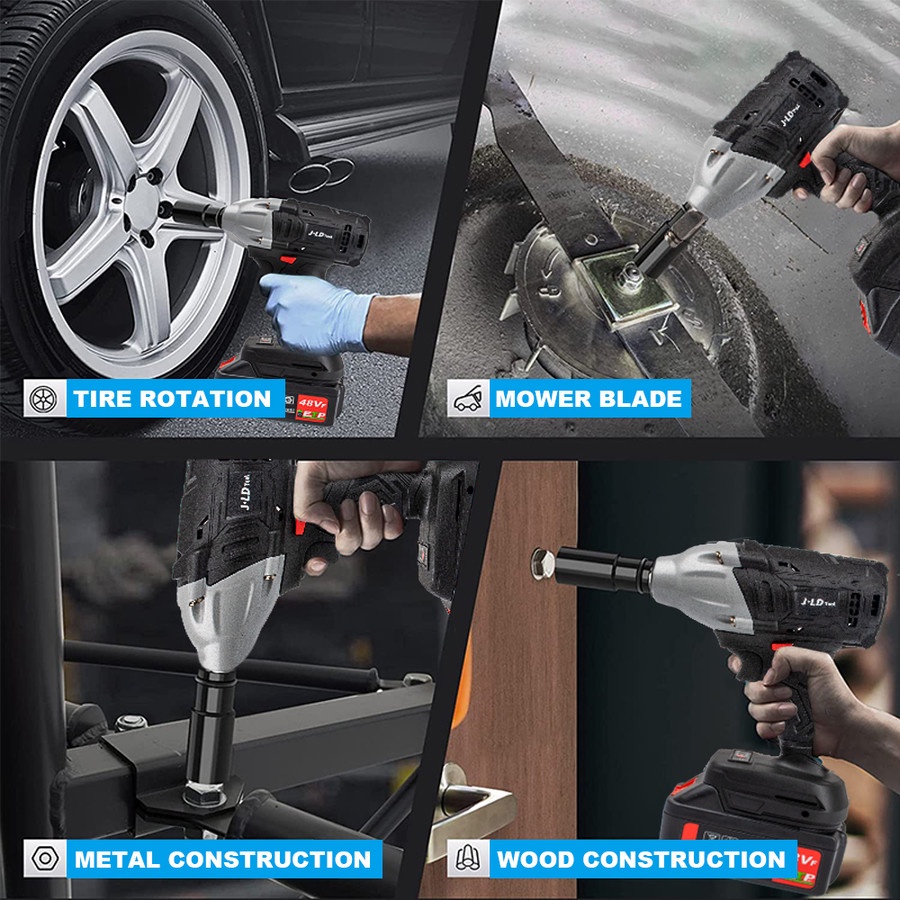 Impact Wrench Cordless JLD 48V 48 Volt 1 Baterai Charger Pembuka Baut Buka Baut JLD