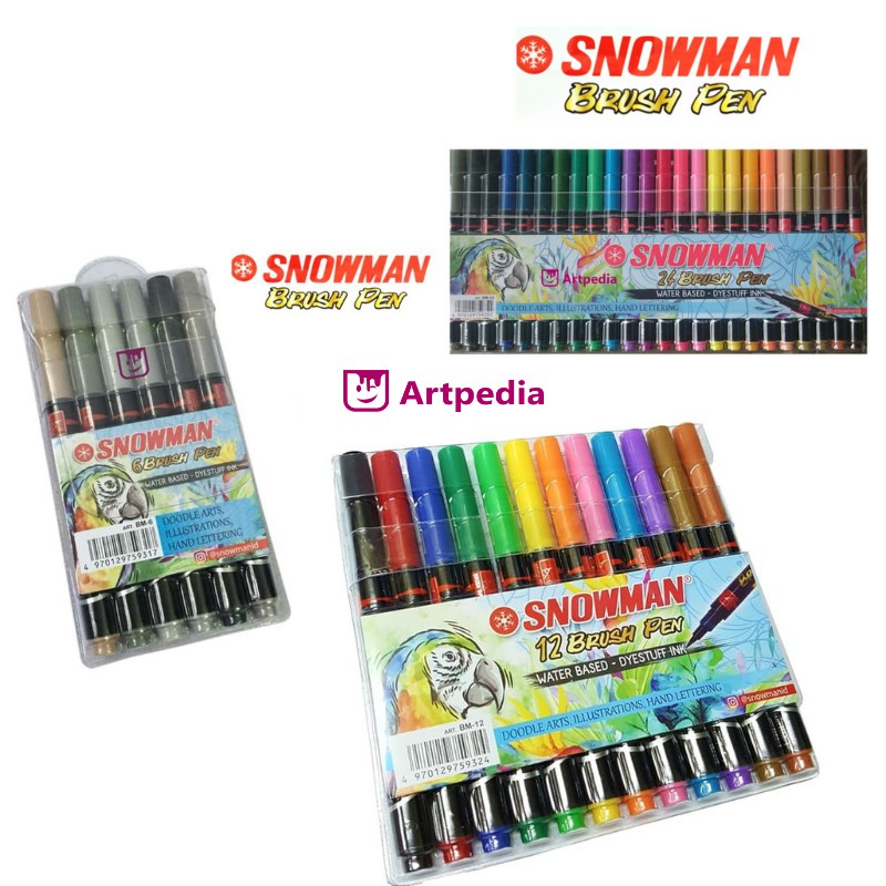 SNOWMAN Brush Pen SET 6 ABU