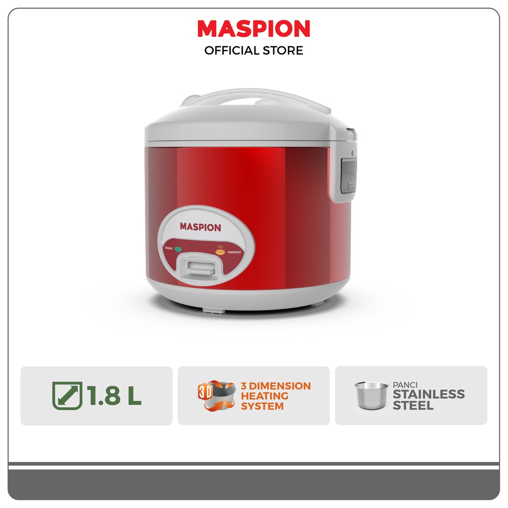 Maspion Rice Cooker Magic Com Stainless Steel 1.8 Liter MRJ-1808 MS