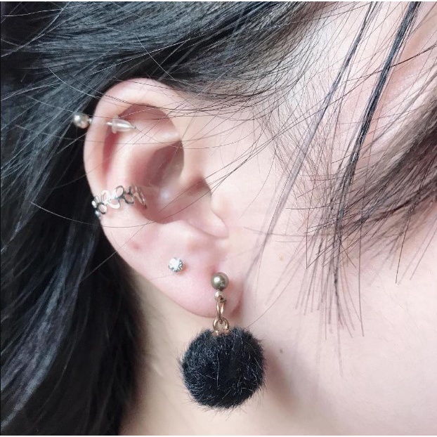 Anting Wanita Pompom Mini Import - Earring Fur Ball