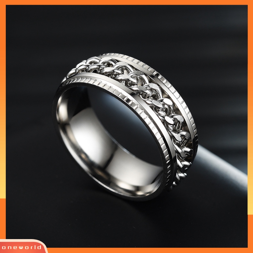 {oneworld} Cincin Pria Sederhana Tinggi Dipoles Perhiasan Fashion Rantai Berputar Hias Jari Ring Untuk Pesta