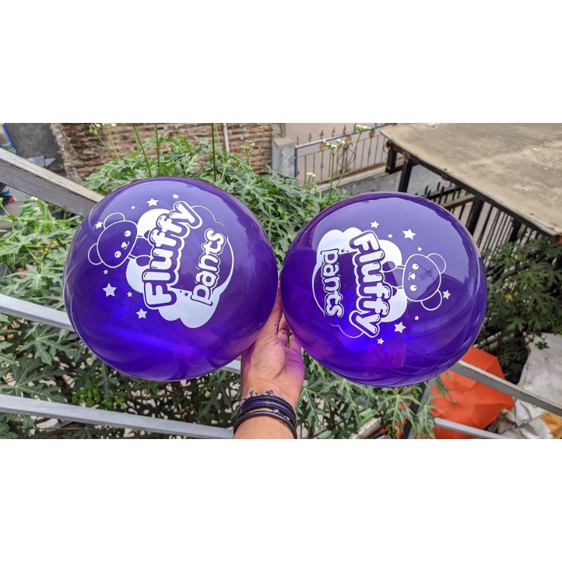 balon sablon logo Fluffy Pants, balon sablon latex, balon printing murah, balon latex minimal order 