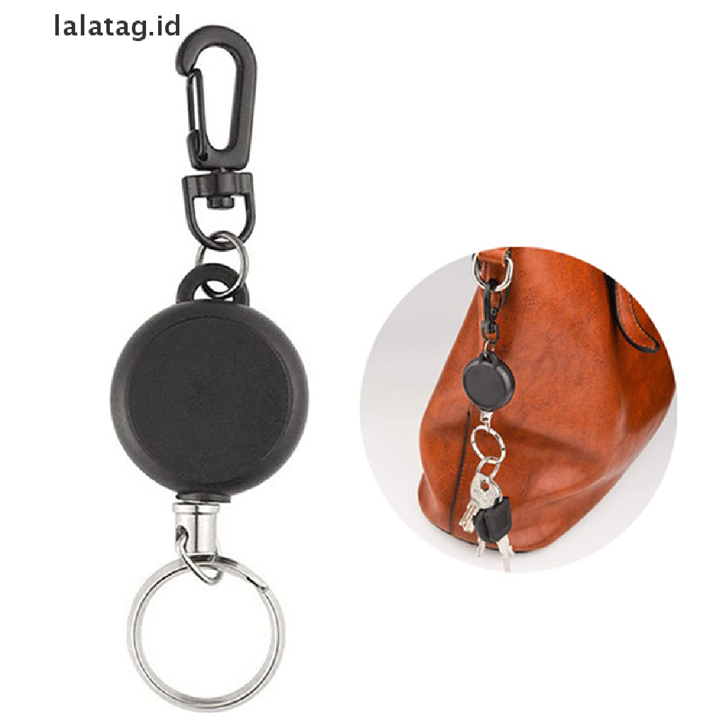 [lalatag] 65cm Retractable Keyring Metal Wire Keychain Clip Gantungan Kunci Tempat Gantungan Kunci [ID]