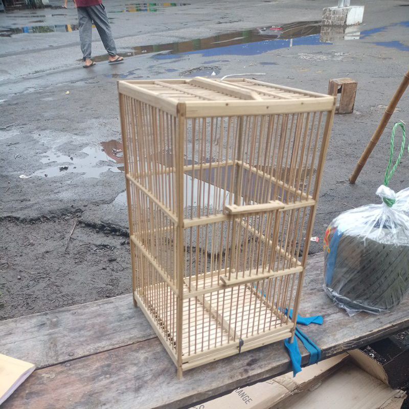 sangkar kandang pleci kolibri prenjak bambu model minimalis