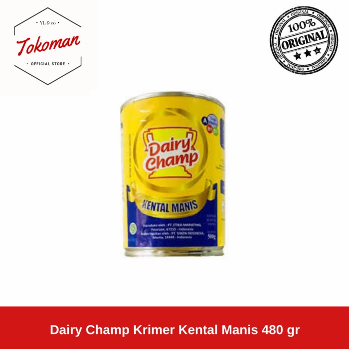 

Kental-Manis- Dairy Champ Krimer Kental Manis 480Gr / 480 Gr Susu -Manis-Kental