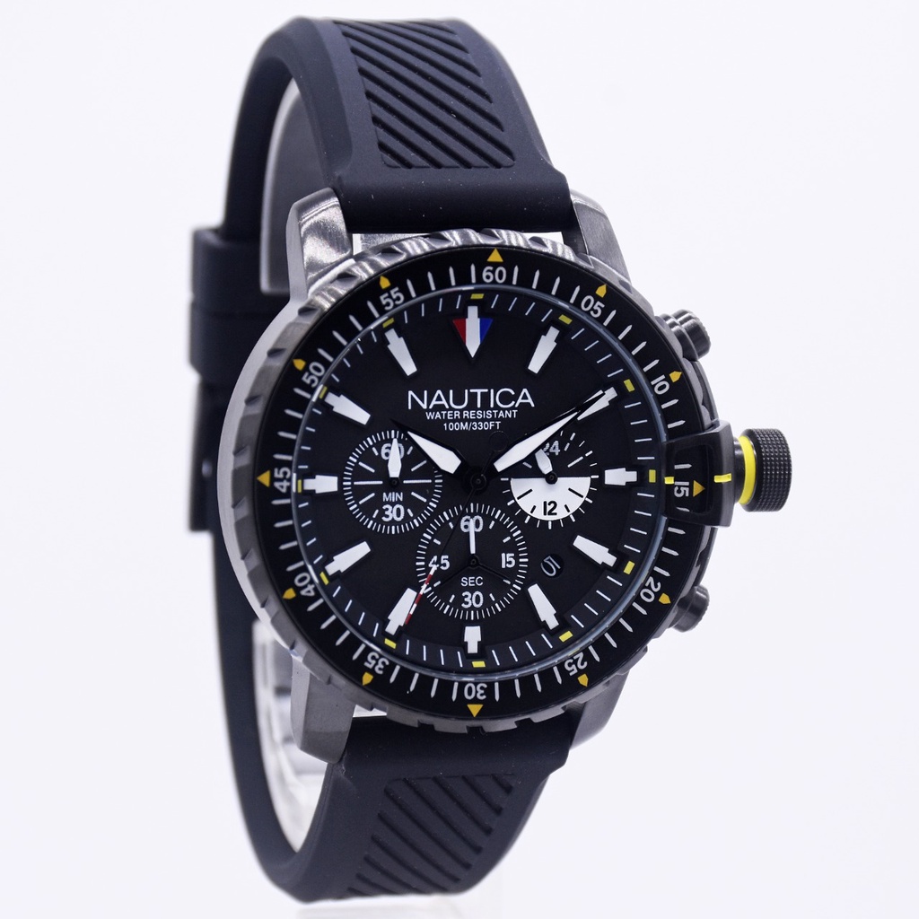 Nautica NAPICS009 Jam Tangan Pria Original-Rubber Hitam