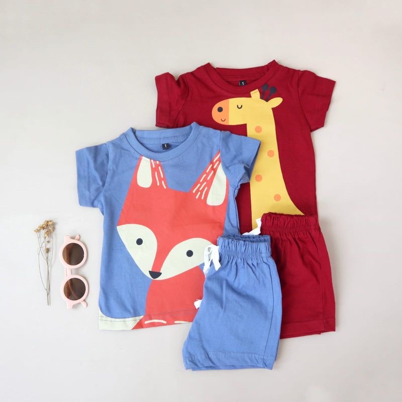 One Set Setelan Anak Bayi Laki Laki Perempuan Stelan Baby ANIMAL