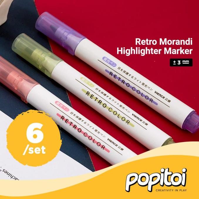 

DISKON Retro Morandi Highlighter Marker (Set of 6)