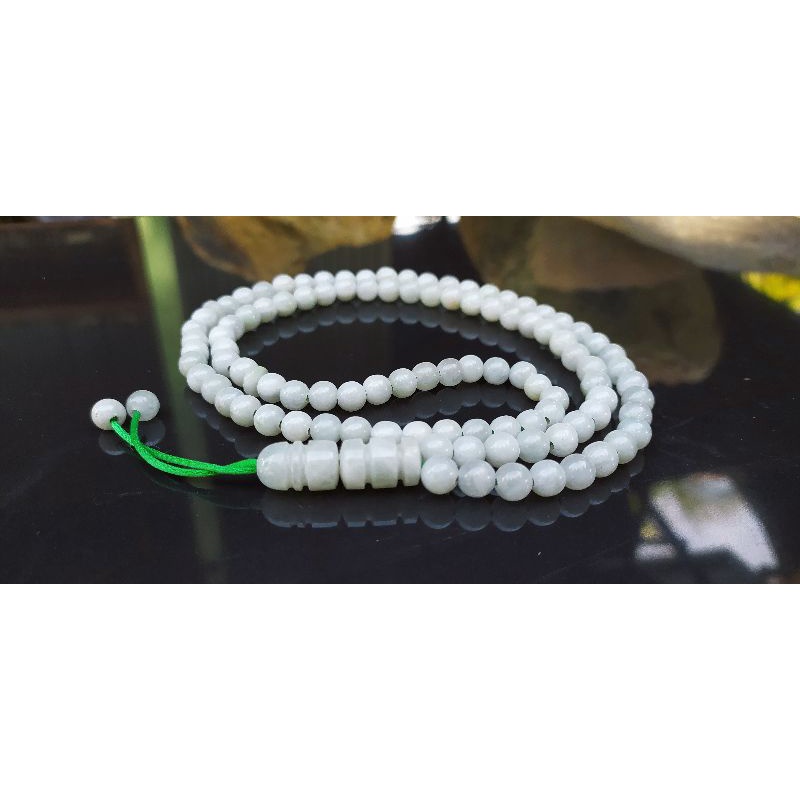 TASBIH BATU GIOK PUTIH - ICE JADE ACEH