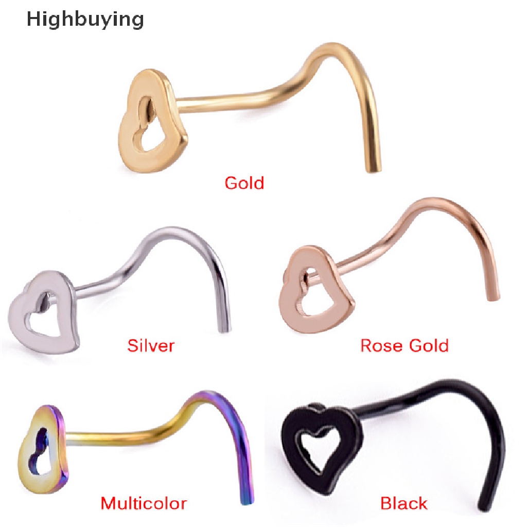 Hbid Cincin Bibir Hidung Telinga Stainless Steel Hoop Love Nose Ring Perhiasan Punk Glory