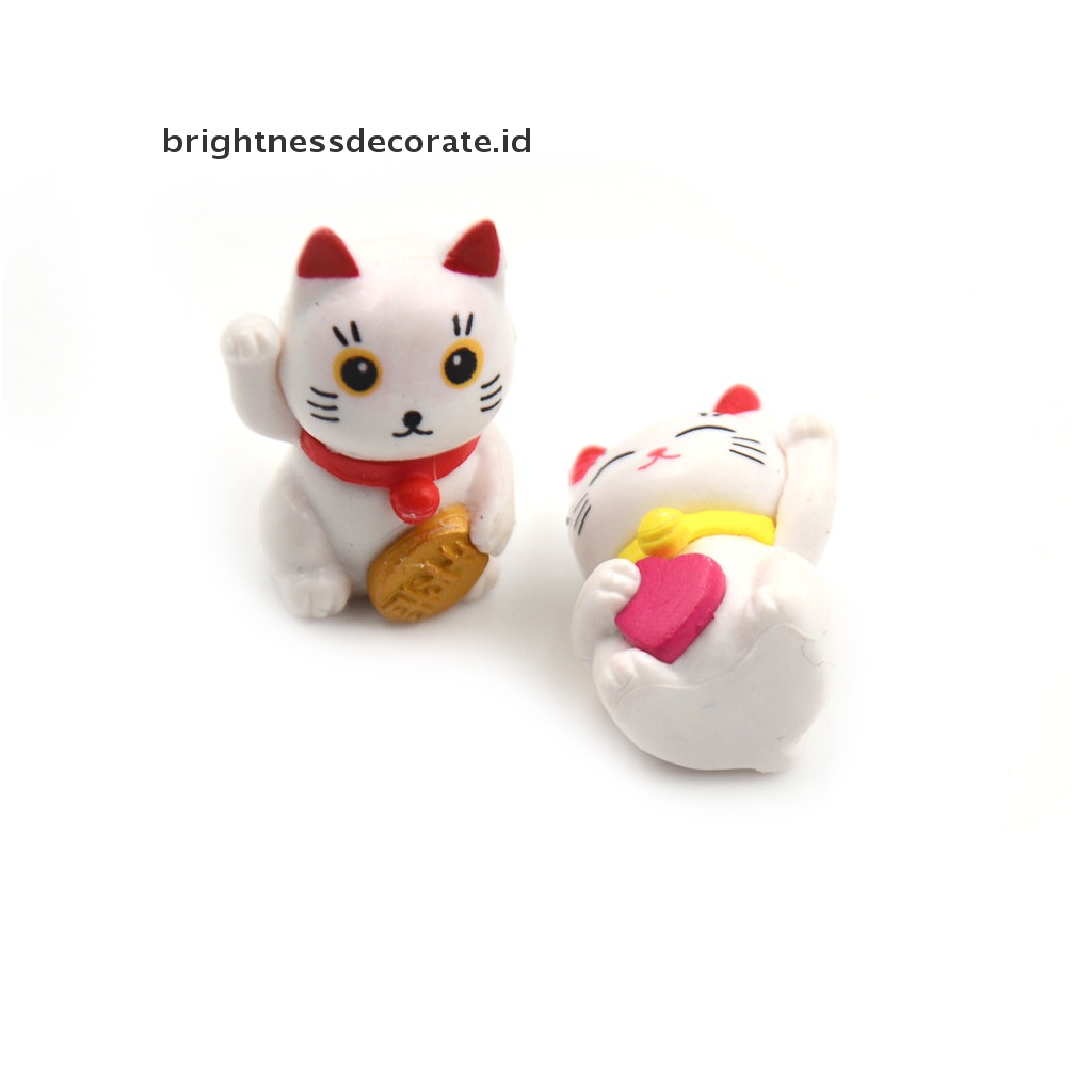 [Birth] 4pcs Kartun Kucing Keberuntungan Lanskap Mikro Dekorasi Taman Miniatur Ornamen [ID]