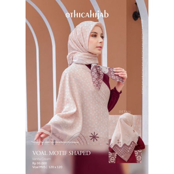Ethica Hijab Kerudung Voal Motif Shaped (Aquatic, Clereo Pink, Dewkist, Vanilla Cream)