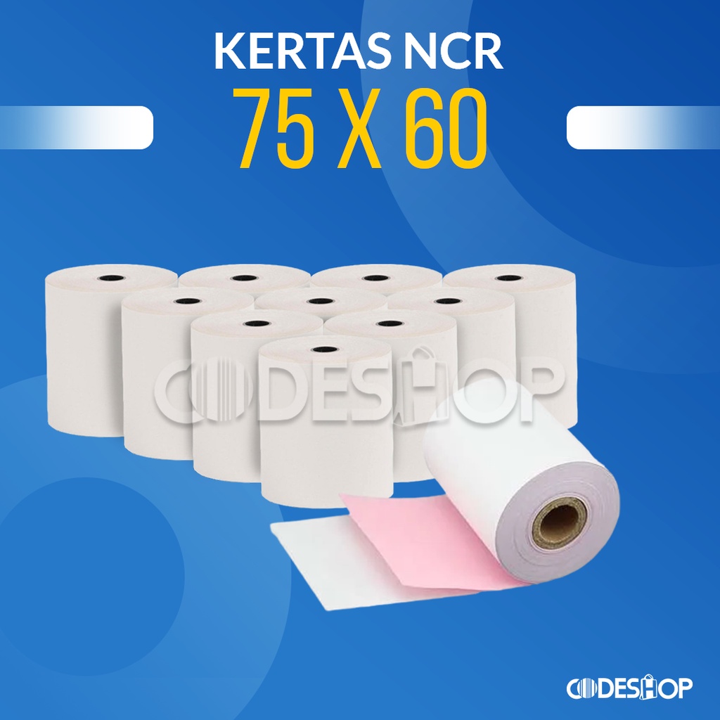 Kertas HVS NCR 75 x 60 mm Rangkap 2 Ply Isi 10 ROLL / 1 SLOP