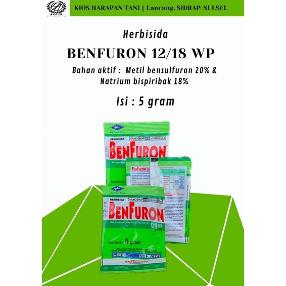 (Herbisida/Racun Rumput) BENFURON 12/18 WP 5 gram