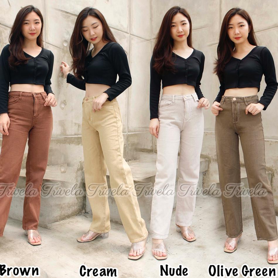 Fast Payment TRIVELA - Kulot Jeans Wanita Syakira / Kulot Jeans Brown / Kulot Jeans Cream / Kulot Je