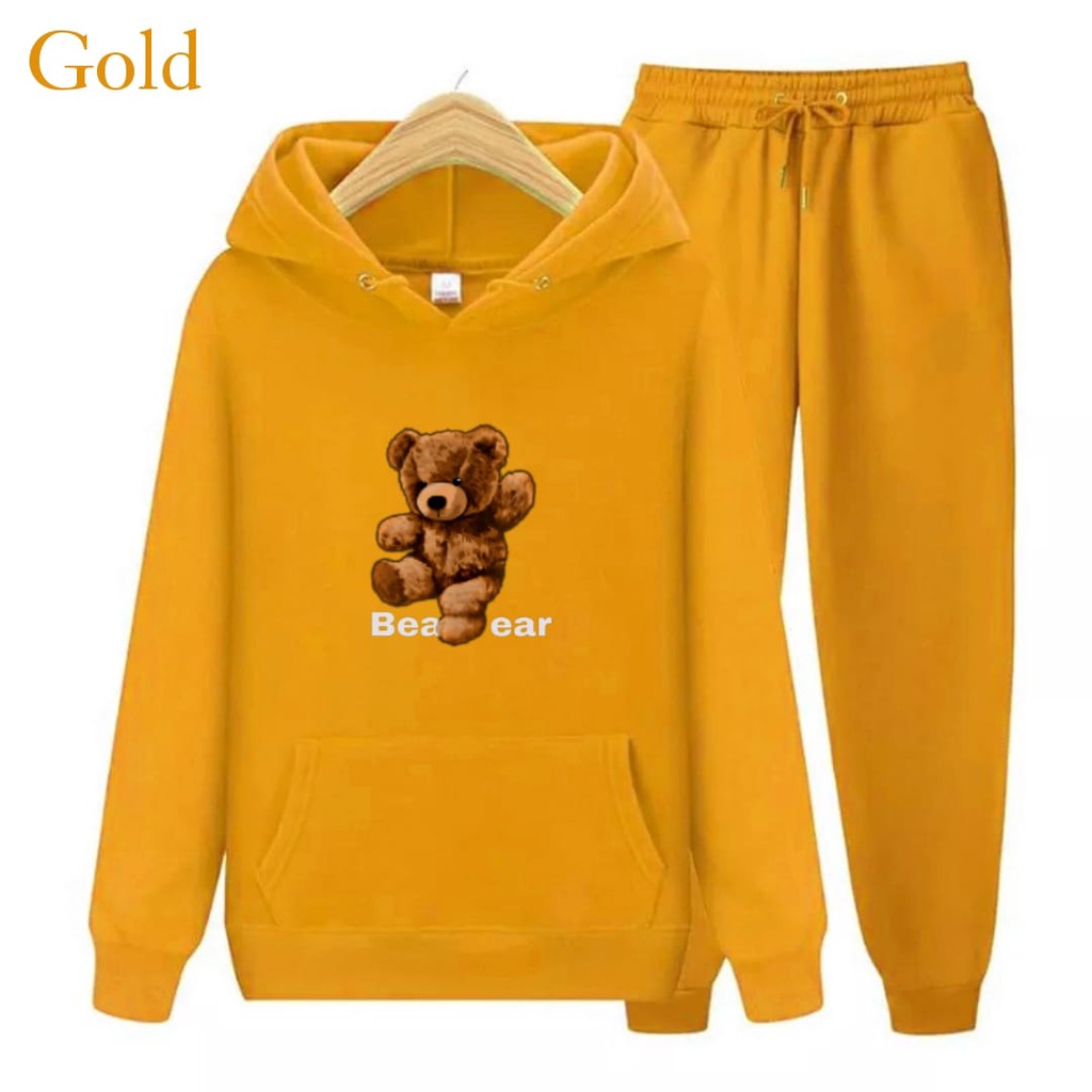 Hzl_outfit Setelan Sweater Hoodie Anak Bear/ Sweater Hoodie Setelan Anak Anak S.M.XL