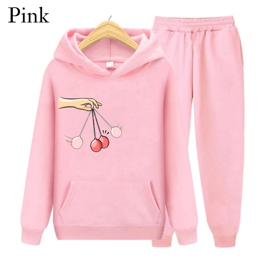 Hzl_outfit Setelan Hoodie Sweater Anak Latto Latto Pink/Setelan Sweater Anak COD