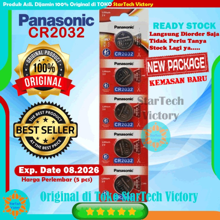 PANASONIC CR2032 CR 2032 CR-2032 BATERAI KANCING 3V