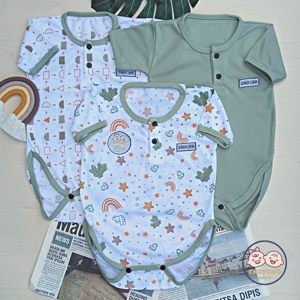 3 Pcs Jumper Bayi Jumpsuit Segitiga SERIAN HIJAU Chiyoko Baby