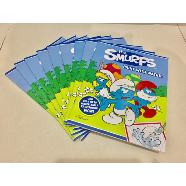 

Terlaris ✨ -buku impor kreatifitas mewarnai SMURFS cat air kado koleksi gambar- 2.1.23