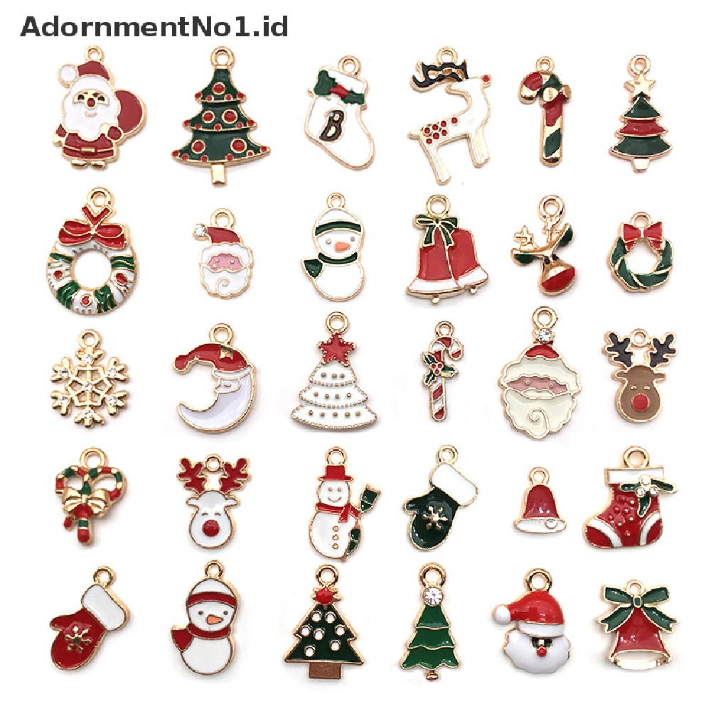 [AdornmentNo1] 30pcs/set Campuran Gaya Natal Enamel Ch Liontin DIY Mencari Perhiasan Kerajinan [ID]