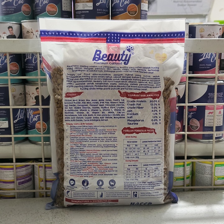 Makanan Kucing Beauty Chicken &amp; Salmon All Stages Kemasan 1KG