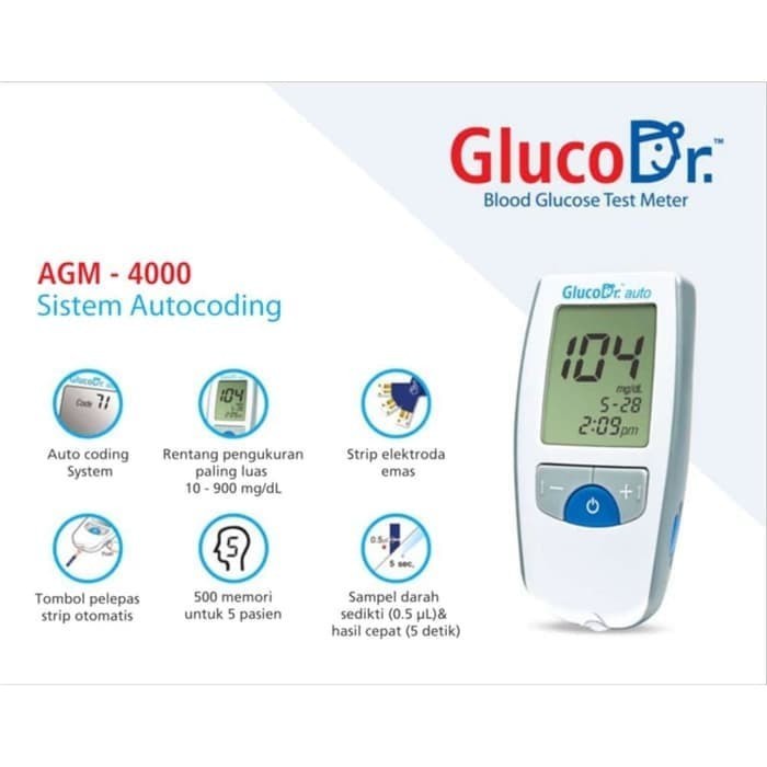 Jual Alat Gluco Dr Auto AGM4000 ONLY / Alat Cek Gula Darah GlucoDR Auto ...