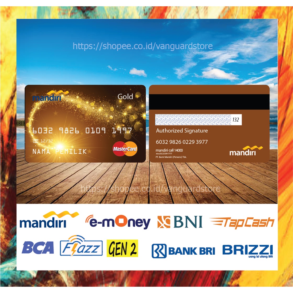 KARTU E MONEY E TOLL KARTU MASTERCARD GOLD MANDIRI COKLAT DEBIT CREDIT EMONEY MANDIRI FLAZZ BCA BNI TAPCASH BRIZZI BRI - 2 SISI