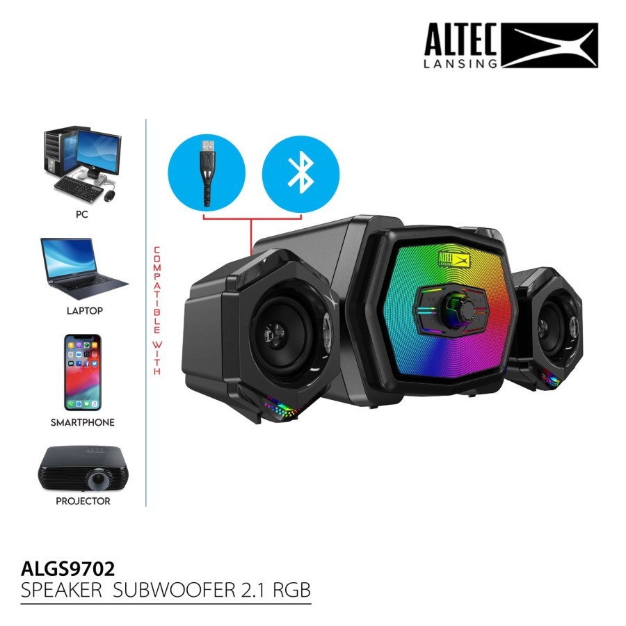 Altec Lansing ALGS9702 RGB Bluetooth Gaming Speaker 2.1 with Subwoofer