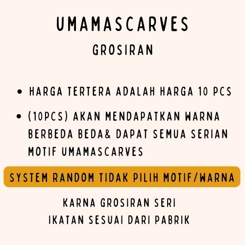 GROSIRAN BOX UMAMA SCARVES MOTIF S 110cm Segiempat Motif Voal Digital Premium - isi 10pcs