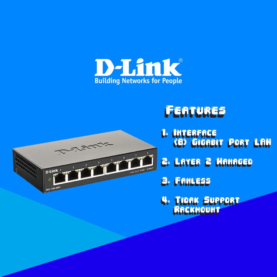 D-Link DGS-1100-08V2 Switch Internet 8-Port Gigabit Smart Managed