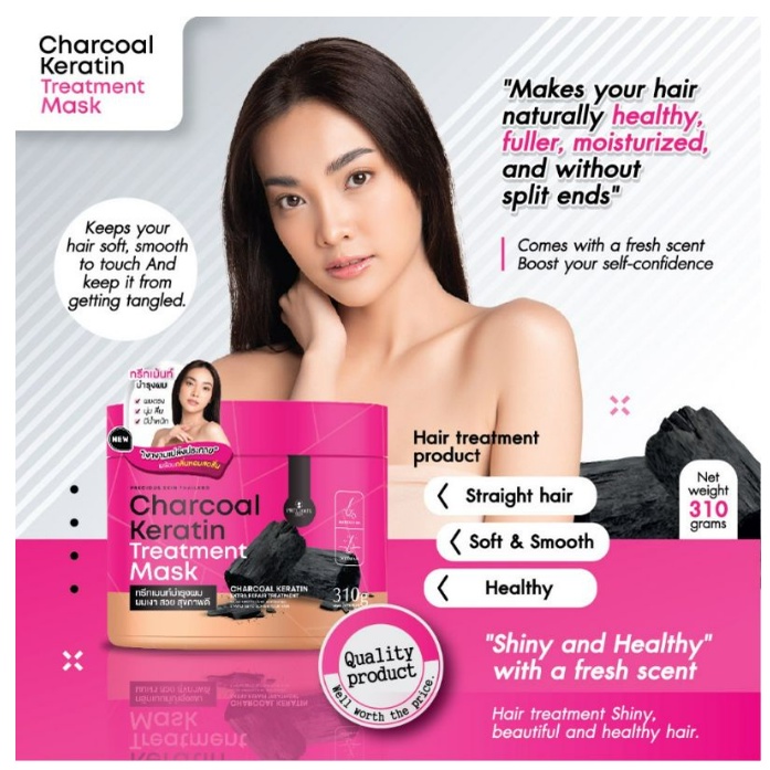 Precious Skin Thailand Charcoal Keratin Treatment Mask 310g / keratin rambut / masker rambut / masker thailand / keratin charcoal