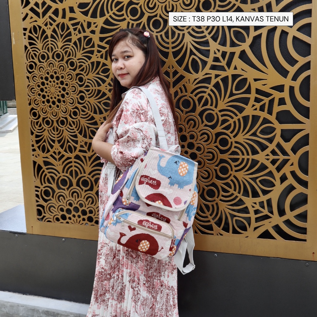 Tas ransel kanvas tenun motif ransel punggung bisa cod gratis ongkir semarang jawa tengah murah