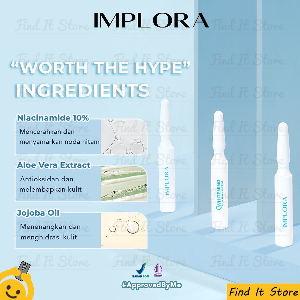 Implora Whitening Milky Serum Ampoule 5mL | Ampoule mencerahkan HALAL BPOM