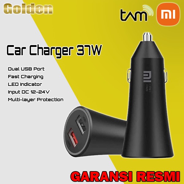 XIAOMI MI Car Charge 37w Dual Port Adapter Mobil Fast Charging Resmi