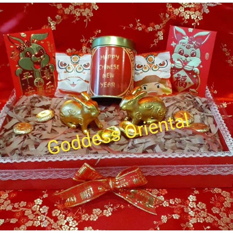 

Imlek 2 pcs Kelinci Emas Coklat Koin Gift Hamper/ parcel