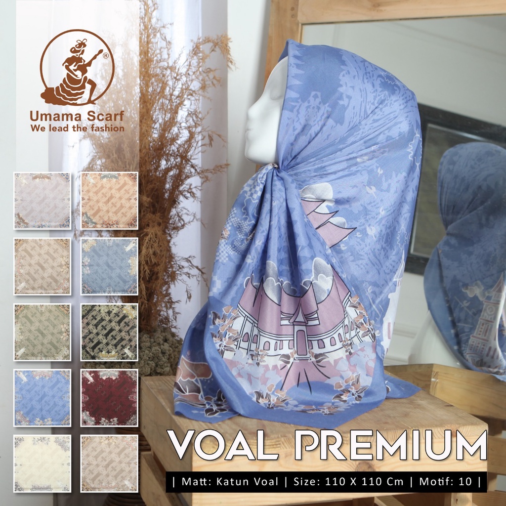 Hijab/Kerudung Segiempat Denay Umama Voal Premium Motif  Laser Cut Original By Umama Scarf 110x110cm - Motif B