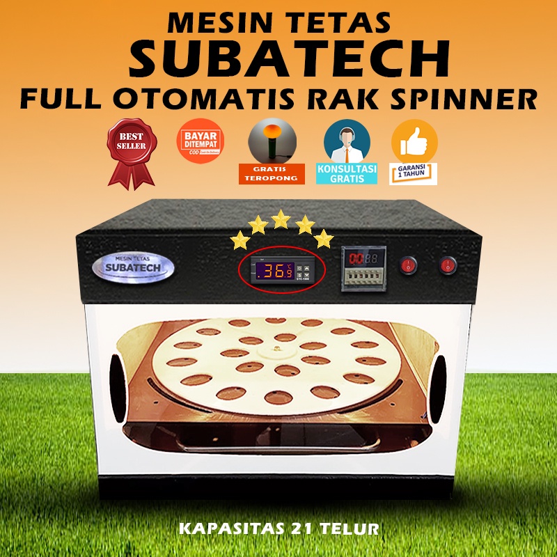 SUBATECH Mesin Tetas Telur Full Otomatis Kap.21 Rak Spinner Penetas