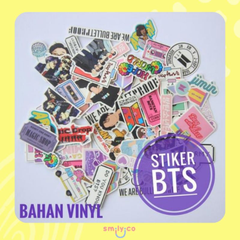 [Minimal beli 40pcs] Stiker BTS Anti Air/Stiker Kecil BTS/Stiker Lucu BTS/Stiker Vinyl Anti Air/Stik