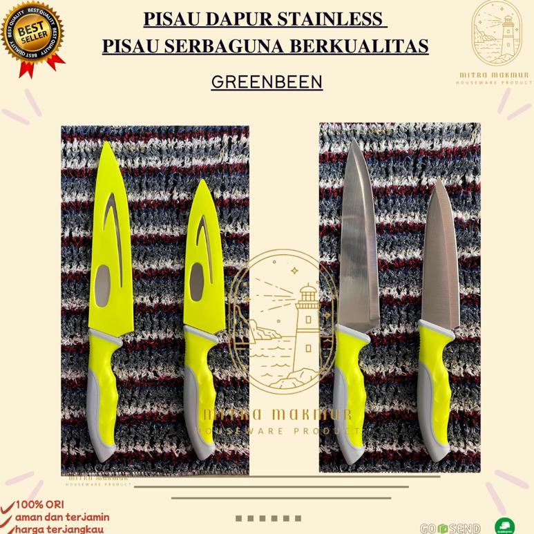 SALE!! PISAU DAPUR STAINLESS GREEN BEEN / PISAU SERBAGUNA / PISAU MURAH