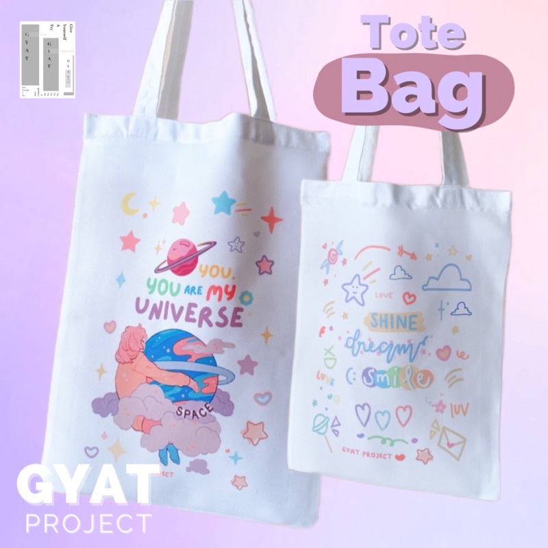 [R E A D Y] Tote Bag Canvas Totebag Aesthetic by GYAT Project - Tas Wanita Totebag Anime Tas bahu To