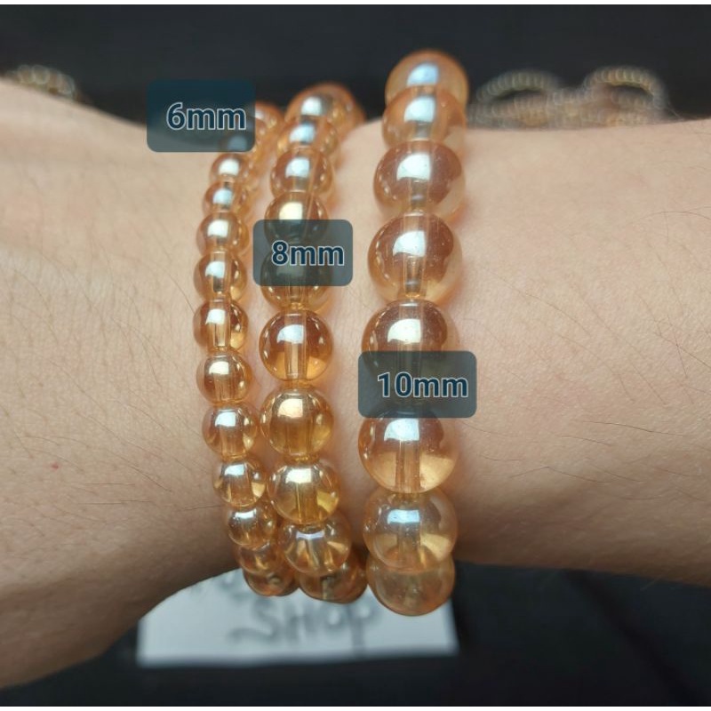 gelang mutiara golden kristal glass manik crystal glass