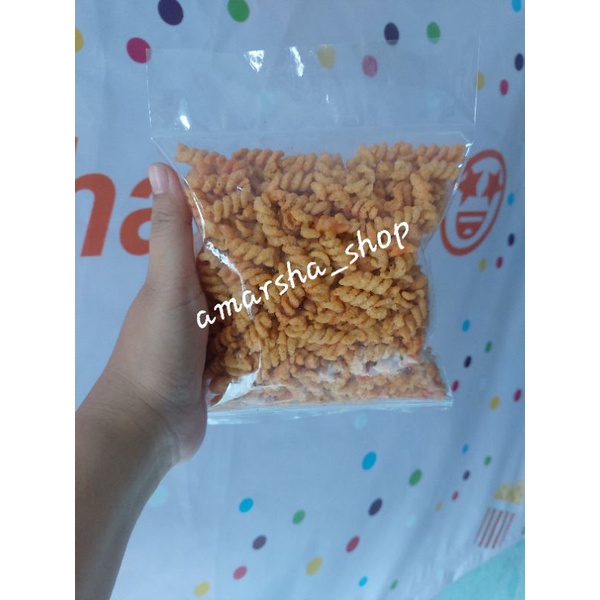 

Makaroni ulir pedas snack kiloan cemilan, exp panjang aman
