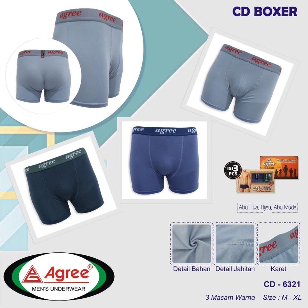 3 PCS CELANA DALAM BOXER PRIA AGREE 6321