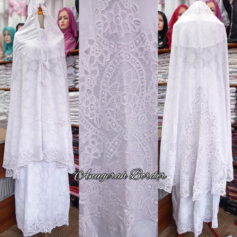 Stelan mukena bordir kerancang terbaru bahan Rubia premium khas Bukittinggi / Padang