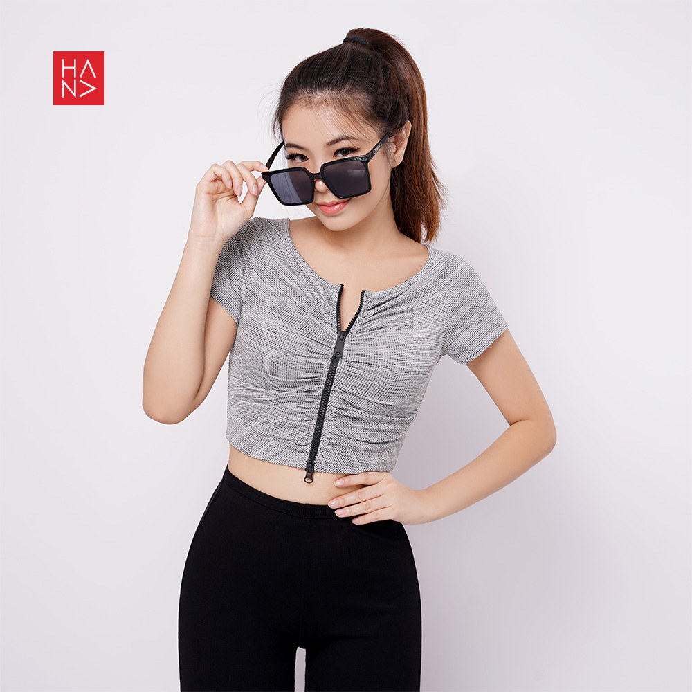 Hana Fashion - Ivana Wrinkles Crop Top Blouse Atasan Wanita - CT265